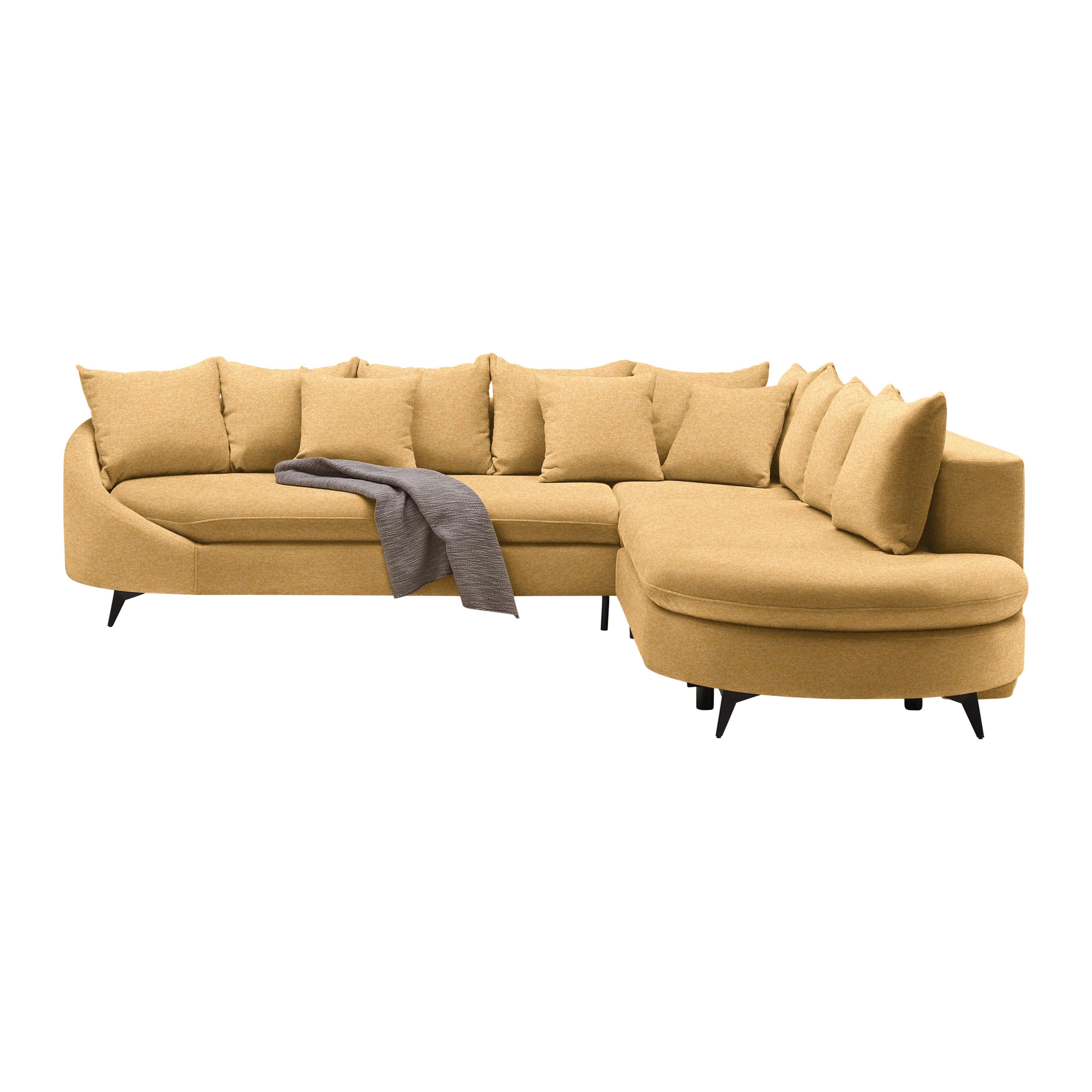 Ecksofa Axel Senfgelb - Senfgelb/Schwarz, MODERN, Textil/Metall (291/87/250cm) - Mömax