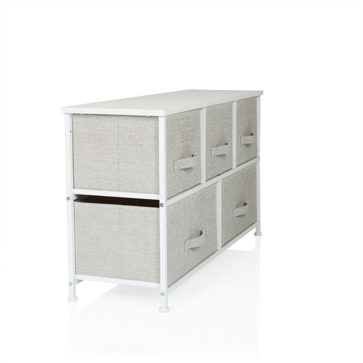 Komoda Foldar, Siva - siva/bela, Moderno, umetna masa/tekstil (100/55/30cm) - MID.YOU