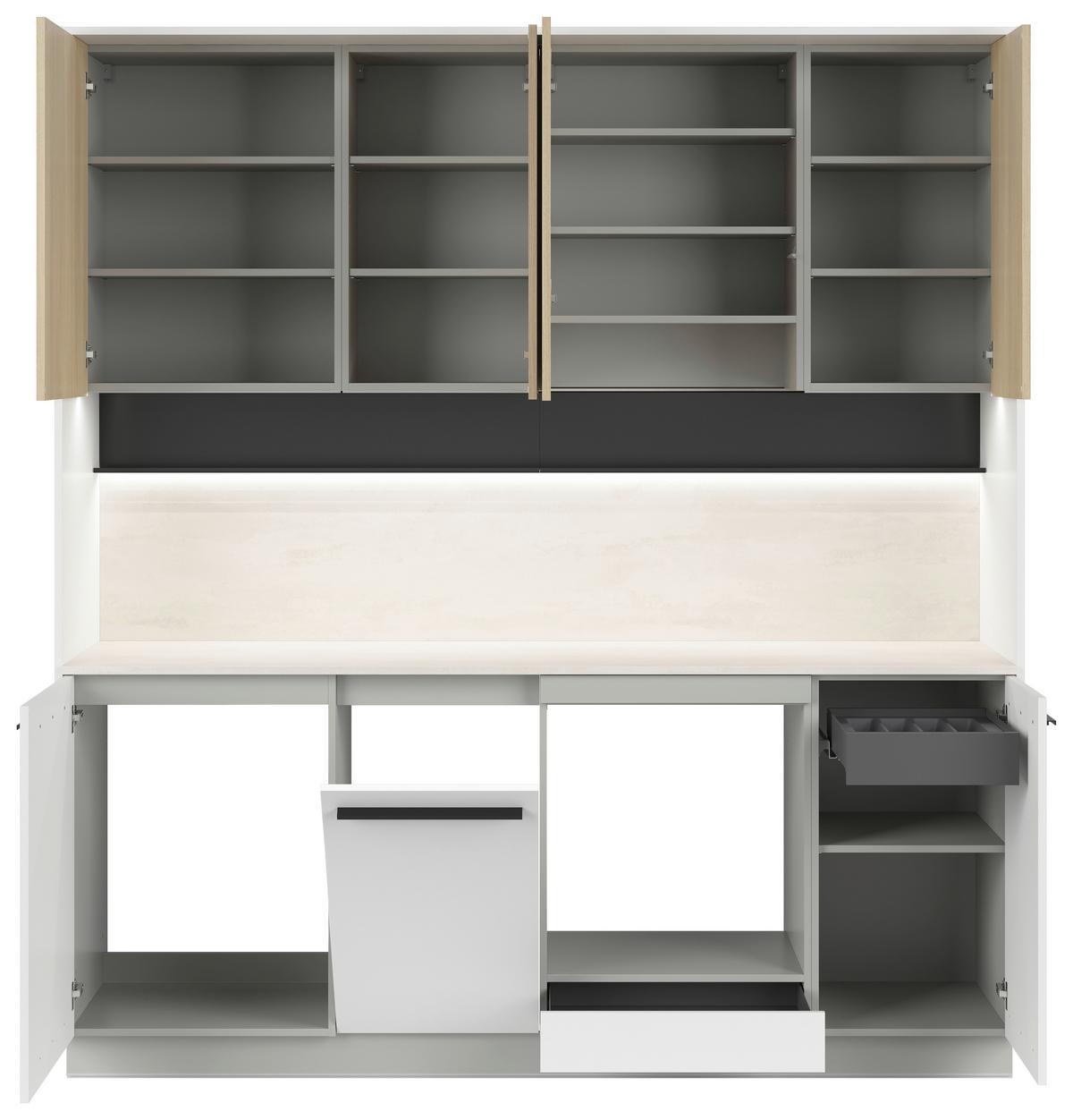 Küchenblock Milino o. E-Geräte Sandfarben - Eichefarben/Schwarz, Basics, Holzwerkstoff/Kunststoff (210cm) - Visiona