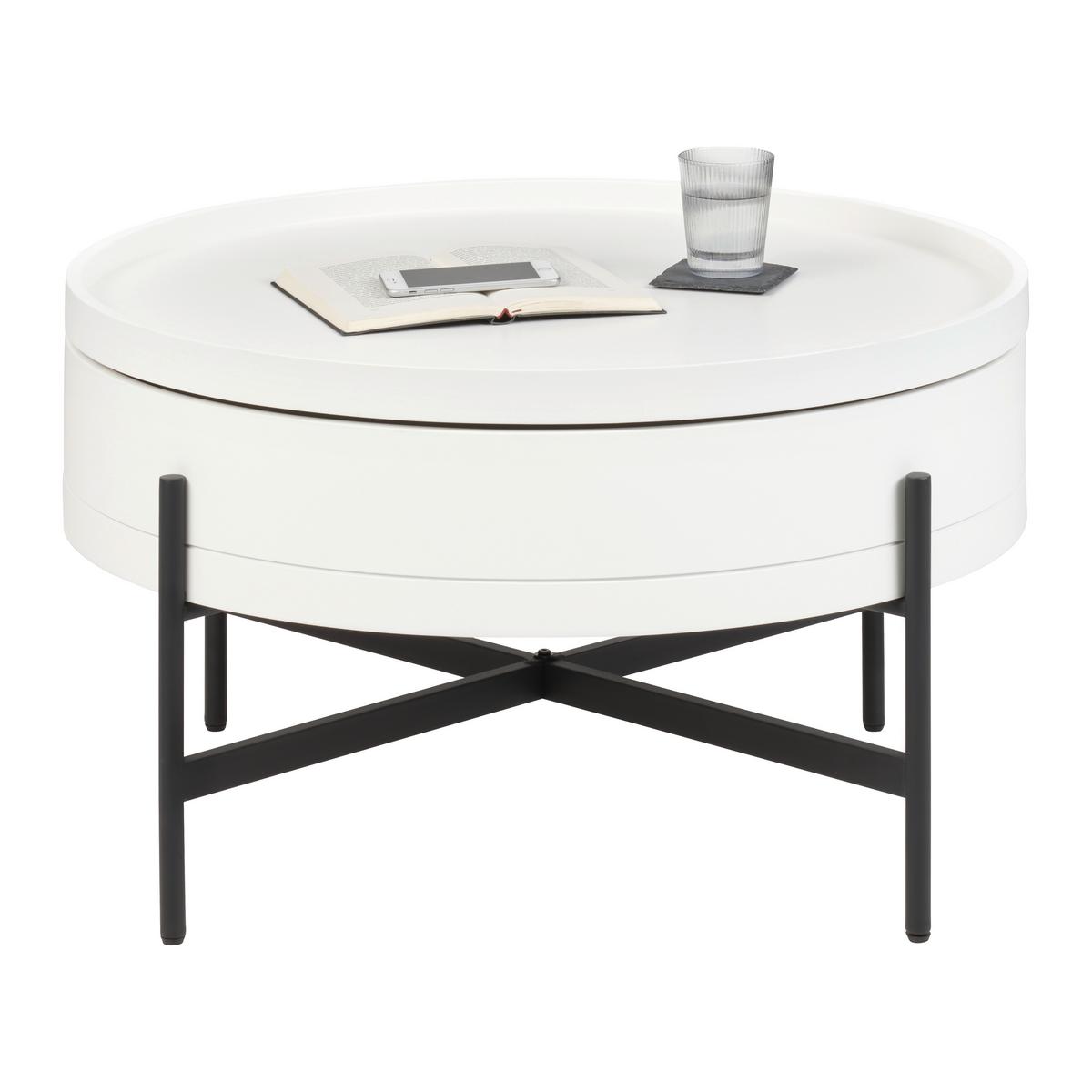 Couchtisch Malabo Weiß ca. 80x45x80cm - Schwarz/Weiß, MODERN, Holzwerkstoff/Metall (80/45/80cm) - Premium Living