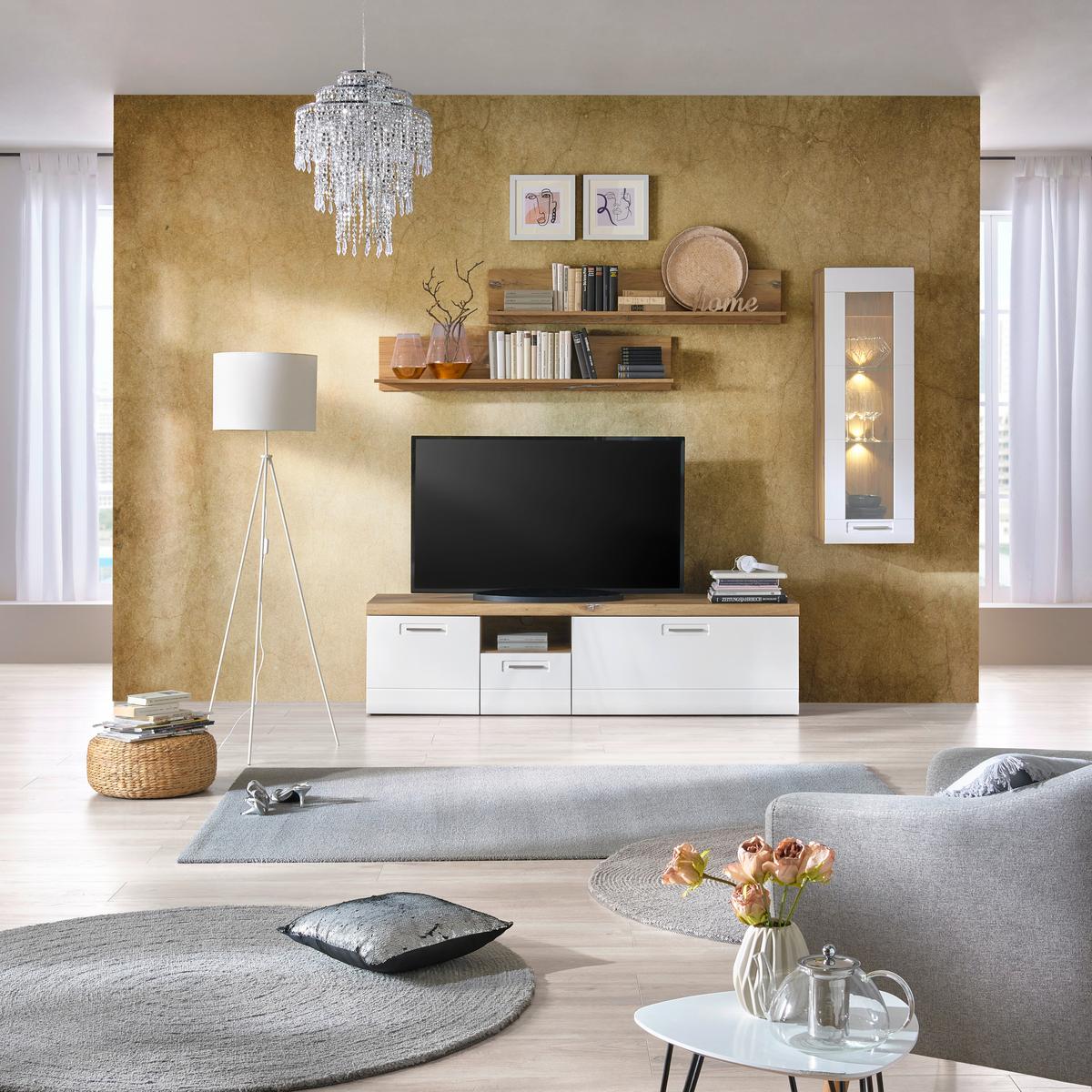 Tv-element Auris, Bela, Barva Hrasta - bela, Moderno, umetna masa/leseni material (190/50/50cm) - Mömax