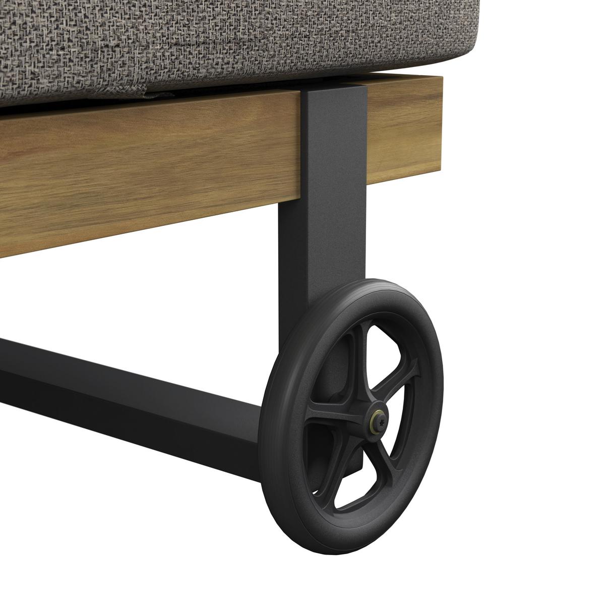 Gartenliege Elenyi grau Metall/Outdoorstoff/Holz - Grau, MODERN, Holz/Textil (130/95/200cm) - Bessagi Garden