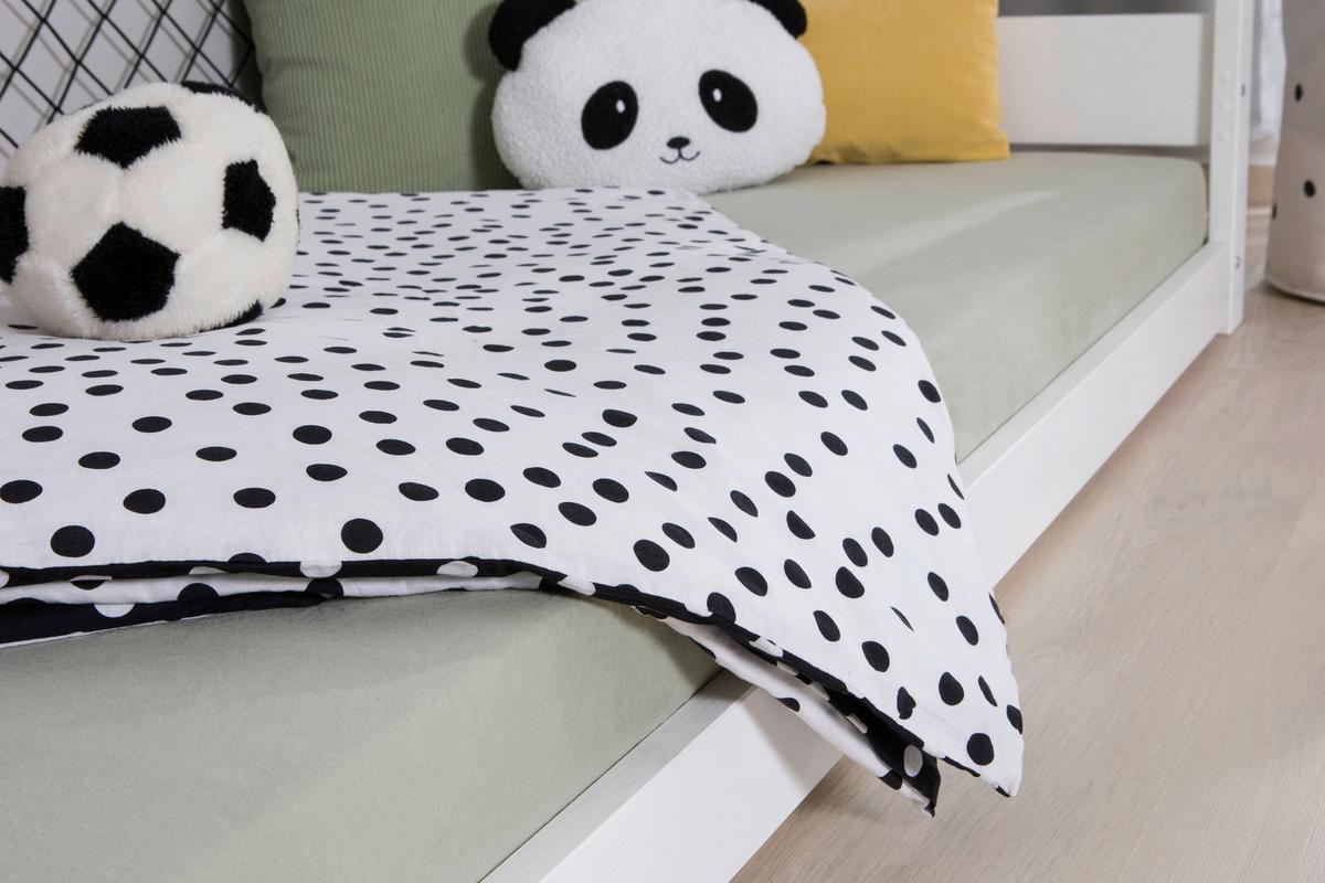 Postelja Soccer, 90x200cm, 1x Letveno Dno, 1x Vzmetnica - bela/naravne barve, Moderno, tekstil/les (90/200cm) - MID.YOU