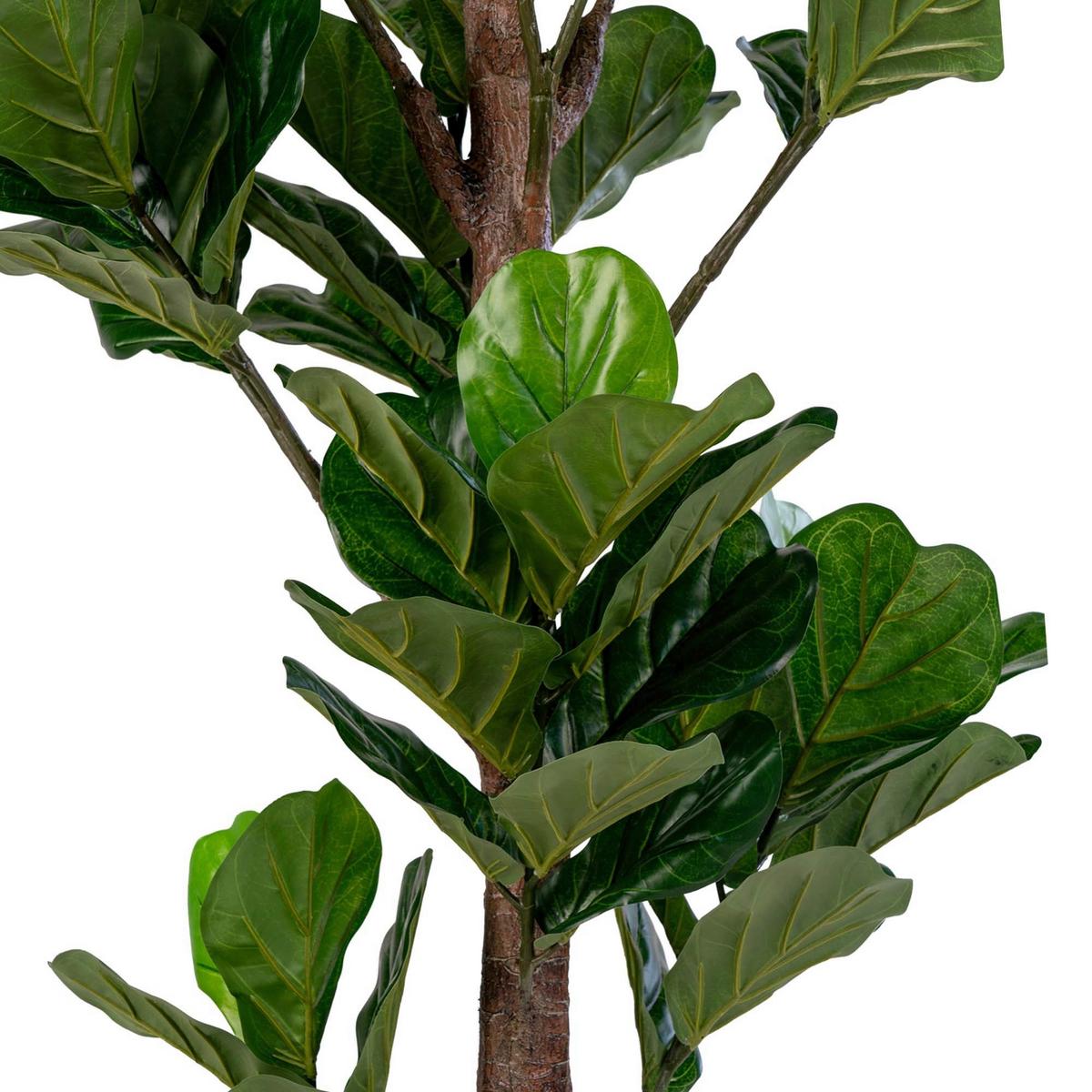 Kunstpflanze Fiddle Leaf Tree Grün - Hellbraun/Schwarz, Basics, Kunststoff (190cm)