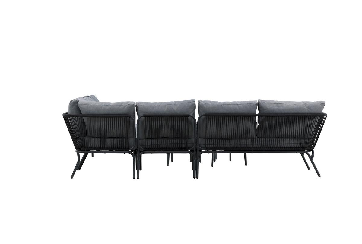 Dining-Loungeset Roxo ca. 283x221 cm Schwarz - Schwarz/Grau, KONVENTIONELL, Textil/Metall - Gardenson