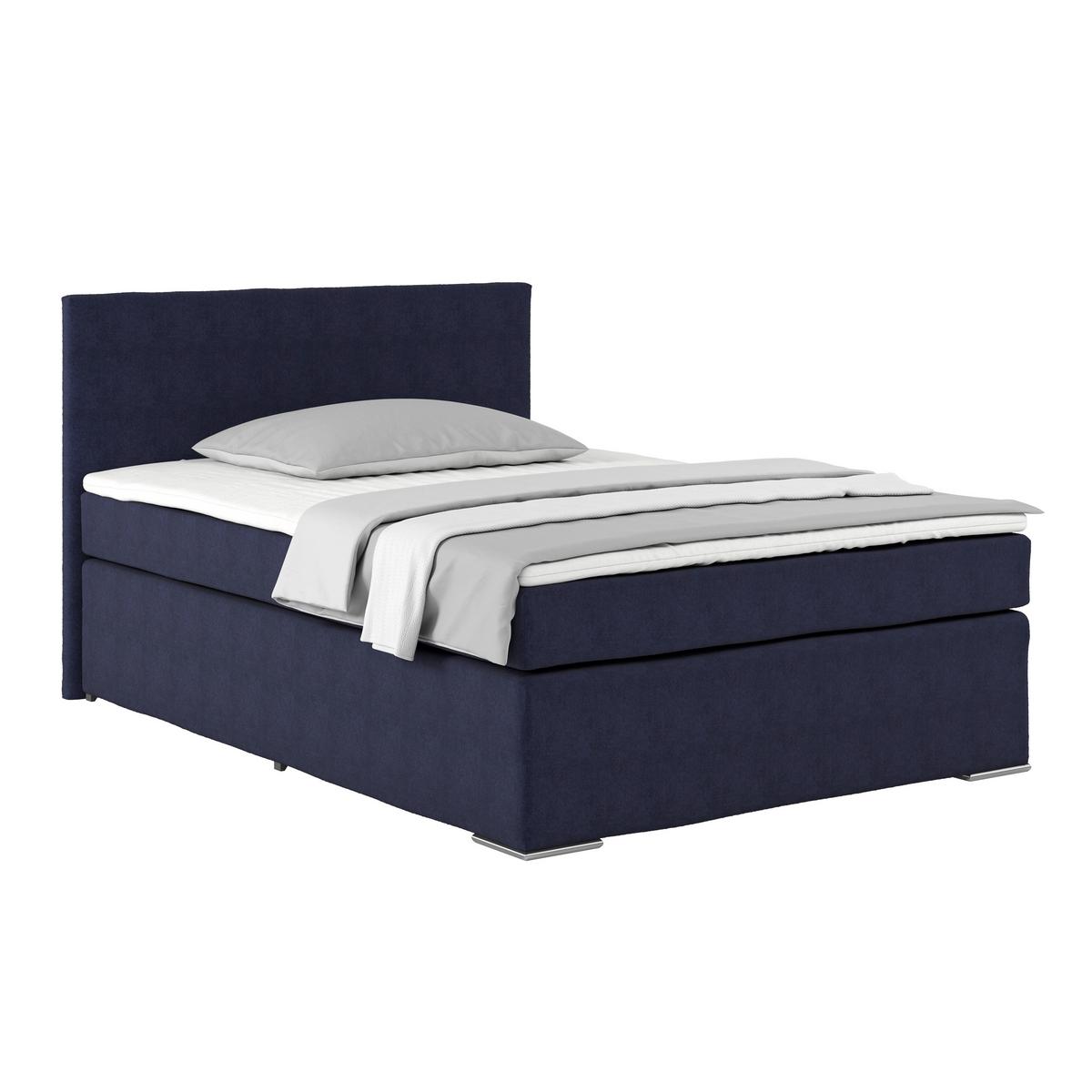Boxspring Krevet Nero - boje kroma/plava, Konvencionalno, tekstil/metal (140/200cm) - Best Price