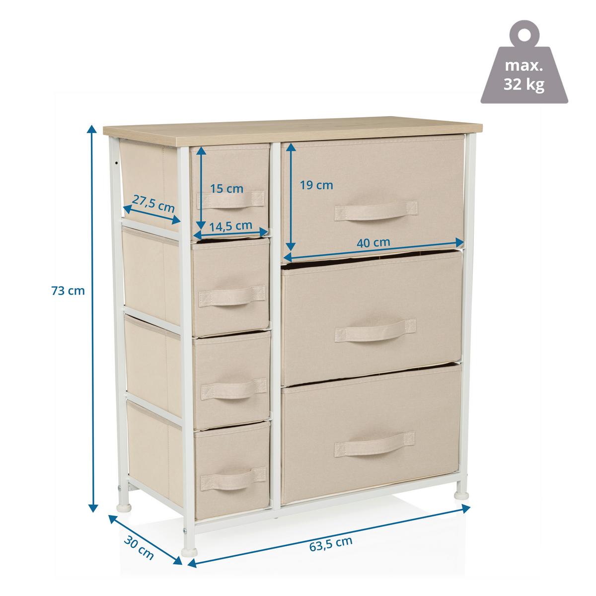 Komoda Foldress B, Bež - bela/bež, Moderno, umetna masa/tekstil (63,5/73/30cm) - MID.YOU