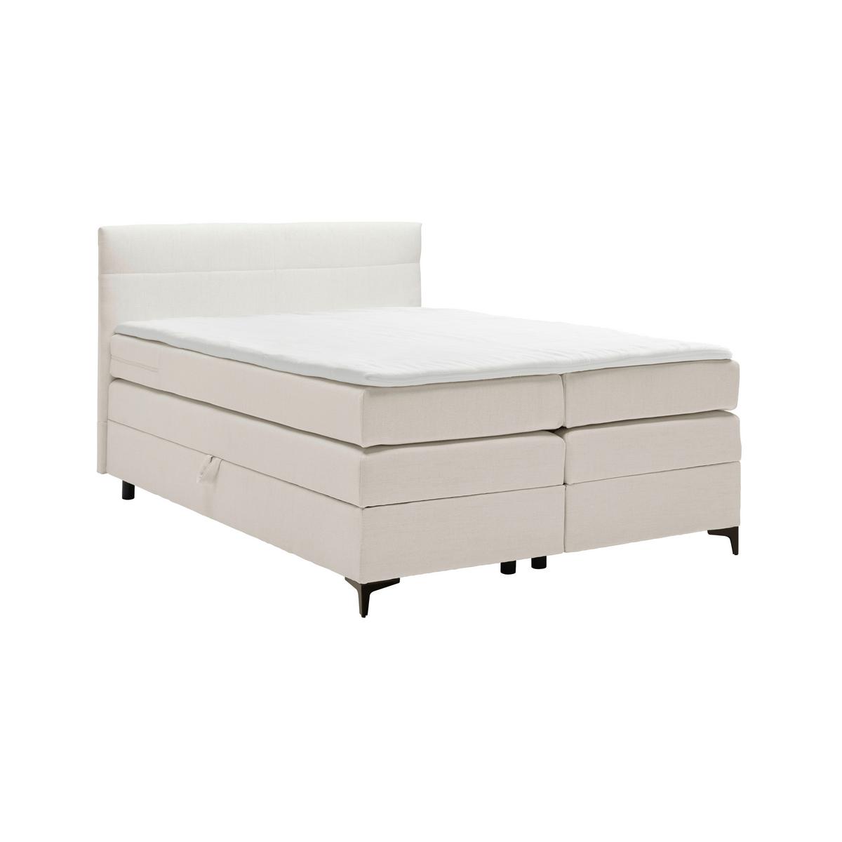 Boxspringbett Bari Creme ca. 140x200cm - Creme/Schwarz, KONVENTIONELL, Textil/Metall (140/200cm) - Mömax