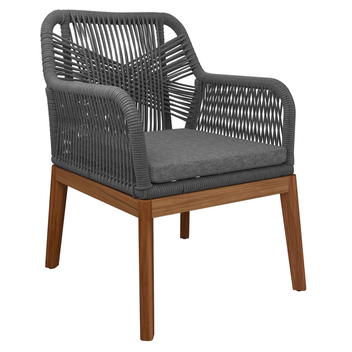 Vrtni Stol Finn, Rjava, Siva, Masivno - barva tikovine/siva, Moderno, kovina/les (64/87/65cm) - Mömax