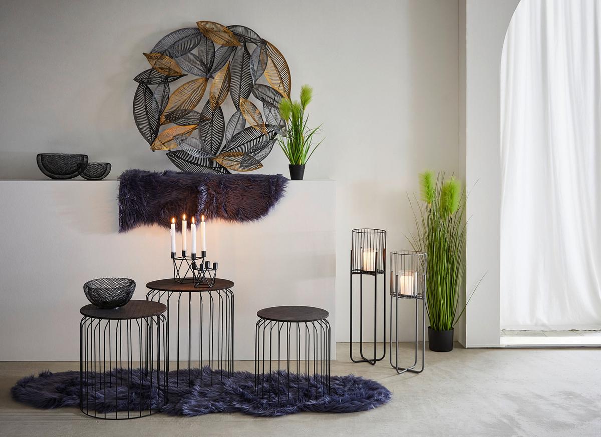 STOLIK BOCZNY SKANDI LOVE - czarny, Design, materiał drewnopochodny/metal (40/45cm) - Ambia Home