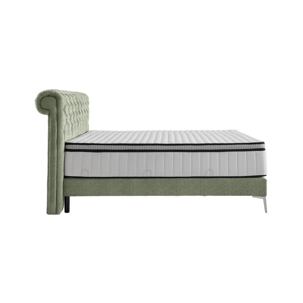 Boxspringbett Queen in Olivgrün ca. 180x200cm - Chromfarben/Goldfarben, Konventionell, Textil (180/200cm) - Premium Living