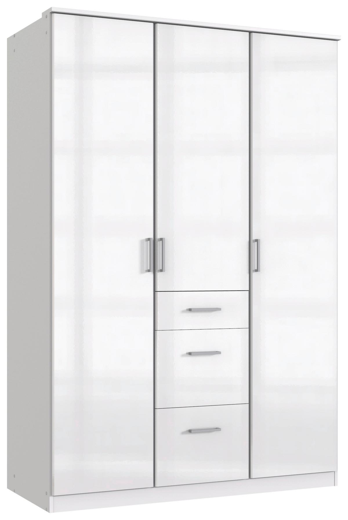 Ormar S Klasičnim Vratima Clack - bijela/bijela visoki sjaj, Basics, drvni materijal (135/199/58cm) - Modern Living