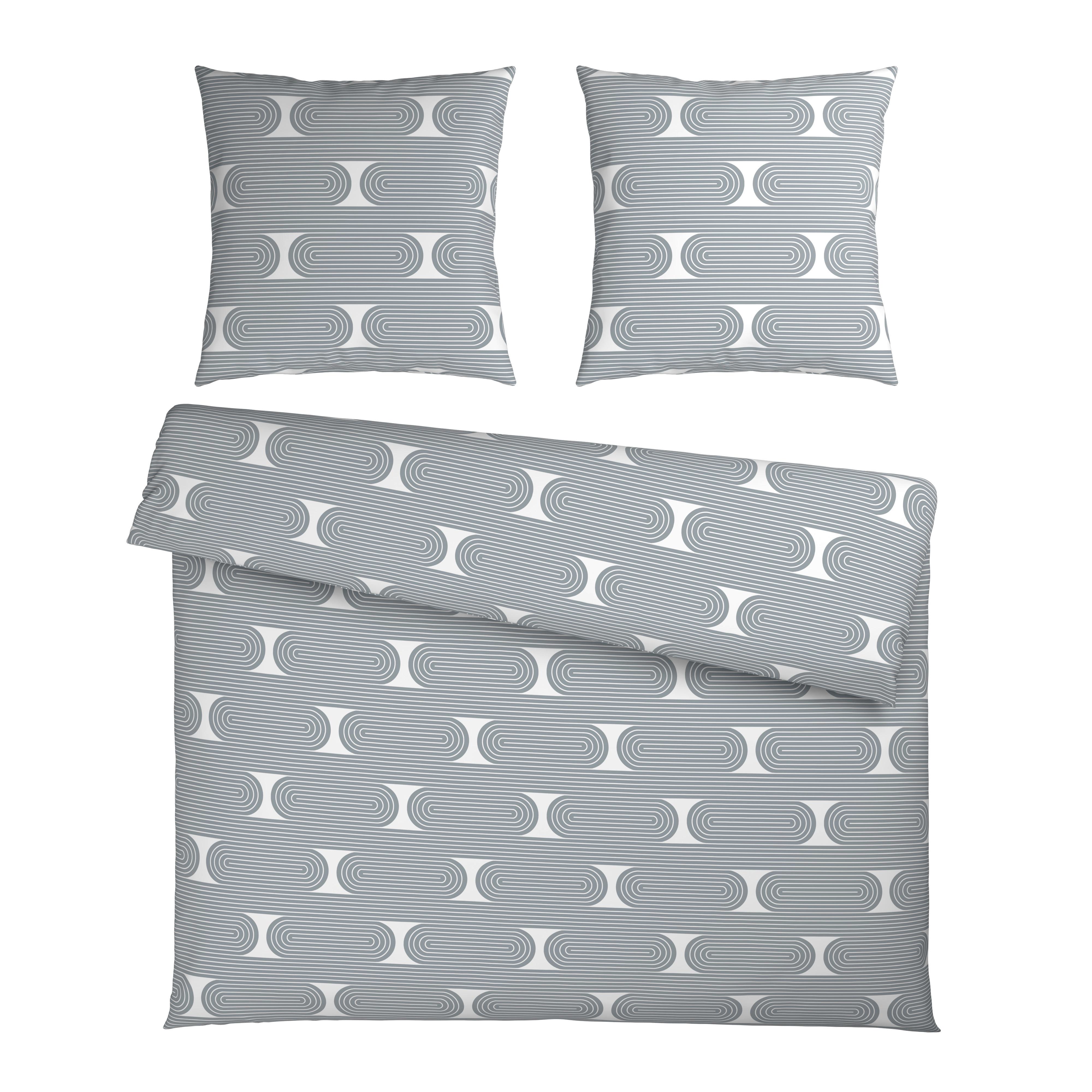 Bettwäsche Retro XXL Weiß/Blau ca. 200x200cm - Blau/Weiß, MODERN, Textil (200/200cm) - Mömax