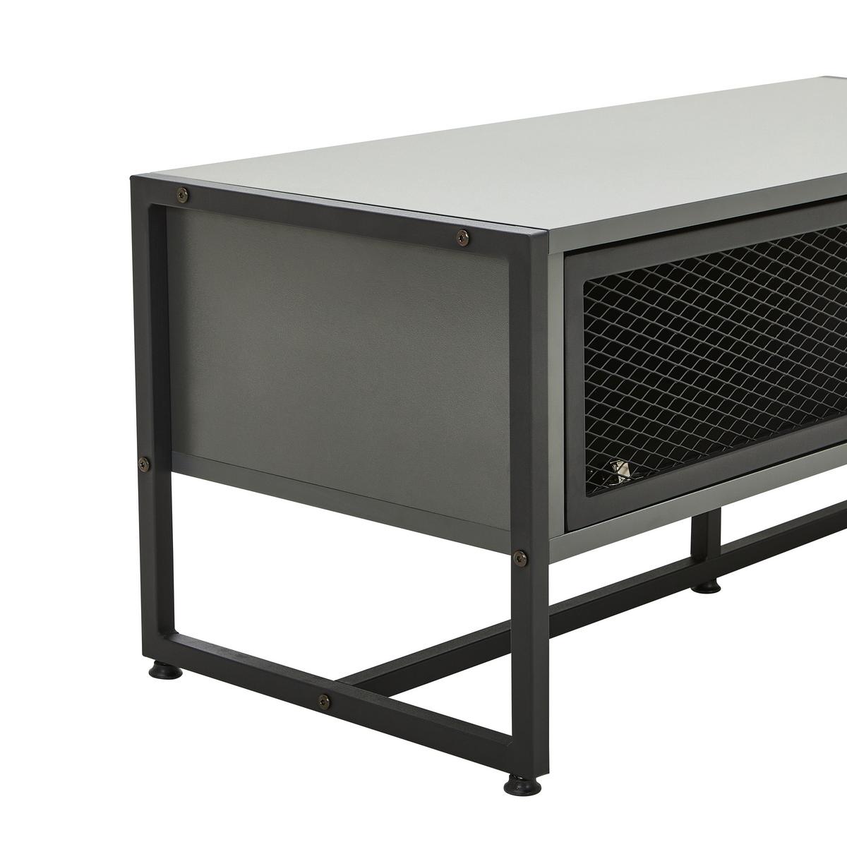 ŁAWKA Z PÓŁKĄ NA BUTY MELA SIDEBOARD - antracytowy/czarny, Modern, metal/drewno (95/40/41cm) - P & B