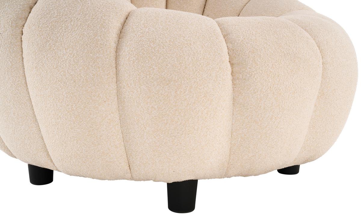 Sofa Shell -Studio- in Bouclé Cremeweiss - Weiss/Creme, Modern, Holz/Kunststoff (140/90/62cm) - Premium Living