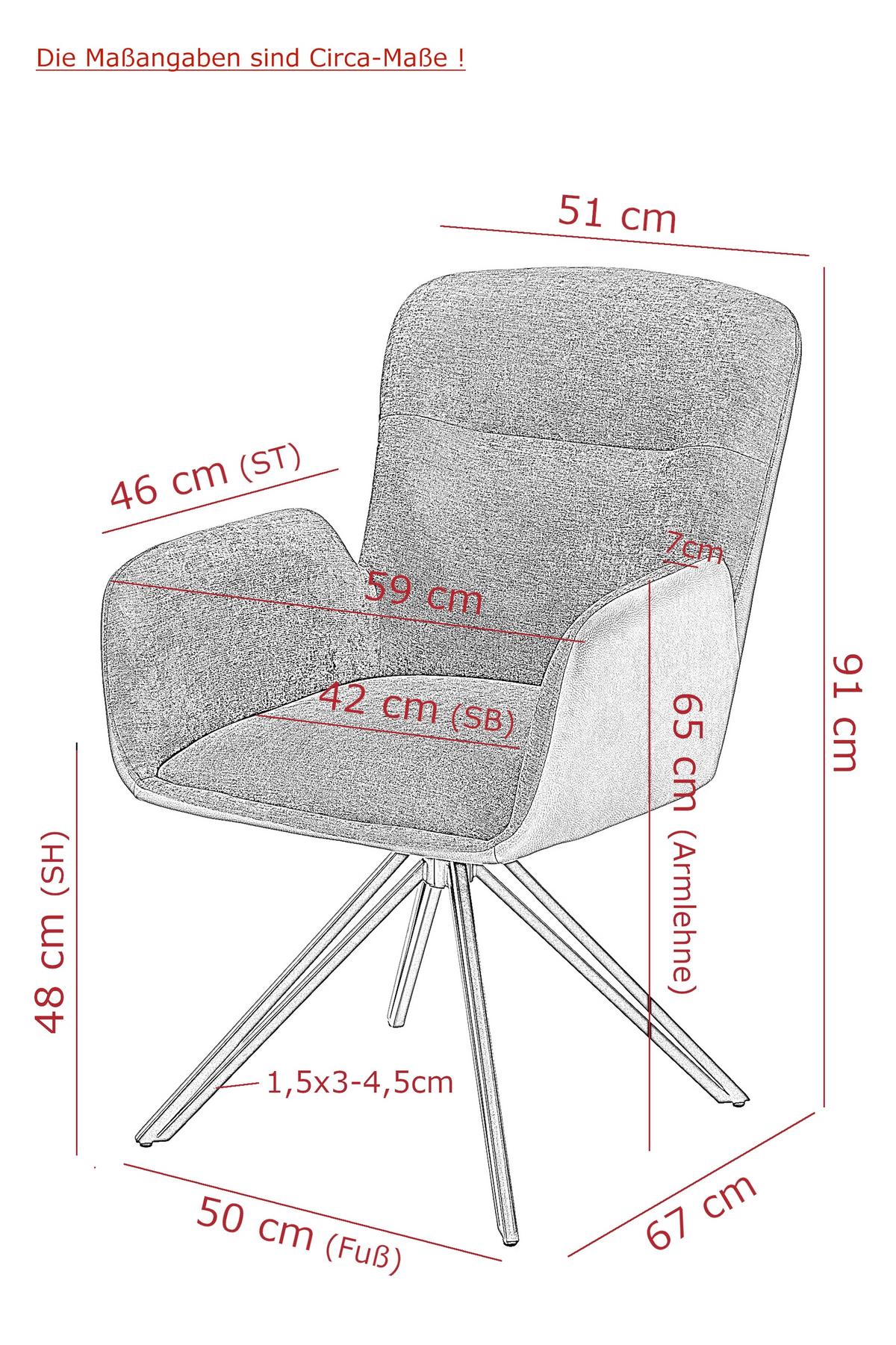 ARMLEHNSTUHL-SET MILAZZO S 2ER-SET - Schwarz, MODERN, Textil/Metall (57/91/67,5cm) - MID.YOU