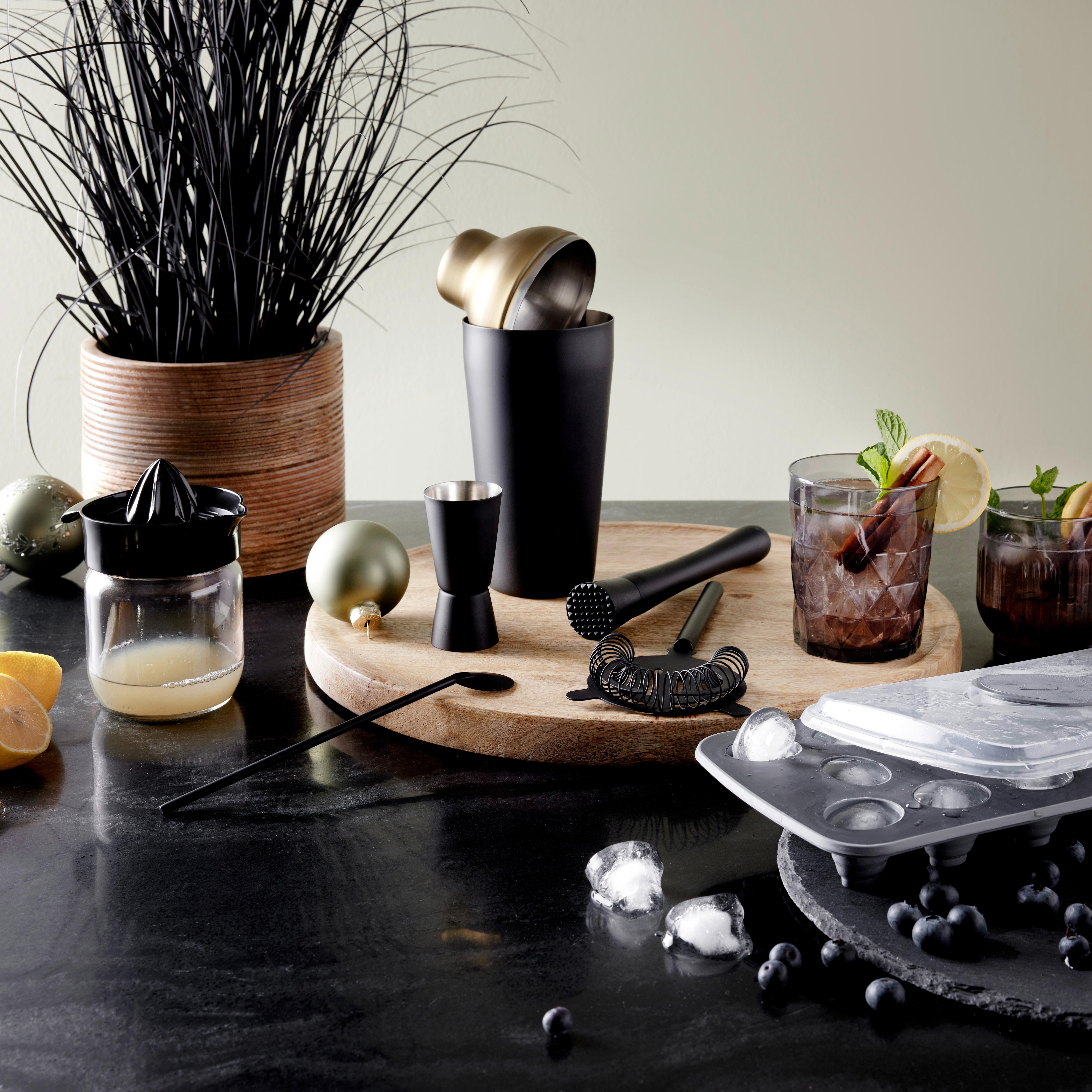 Cocktail-Set Glamour in Schwarz/Goldfarben,5-teilig - Goldfarben/Schwarz, Modern, Kunststoff/Metall - Premium Living