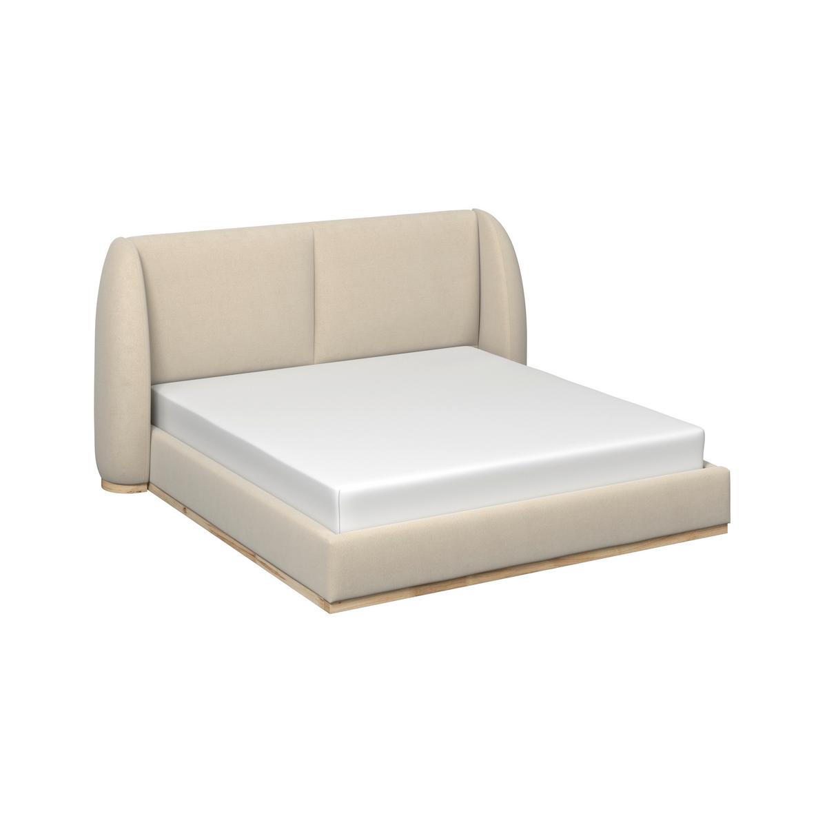 Polsterbett Frida Hellbeige ca. 180x200 cm - Beige/Schwarz, MODERN, Holz/Textil (180/200cm) - Bessagi Home