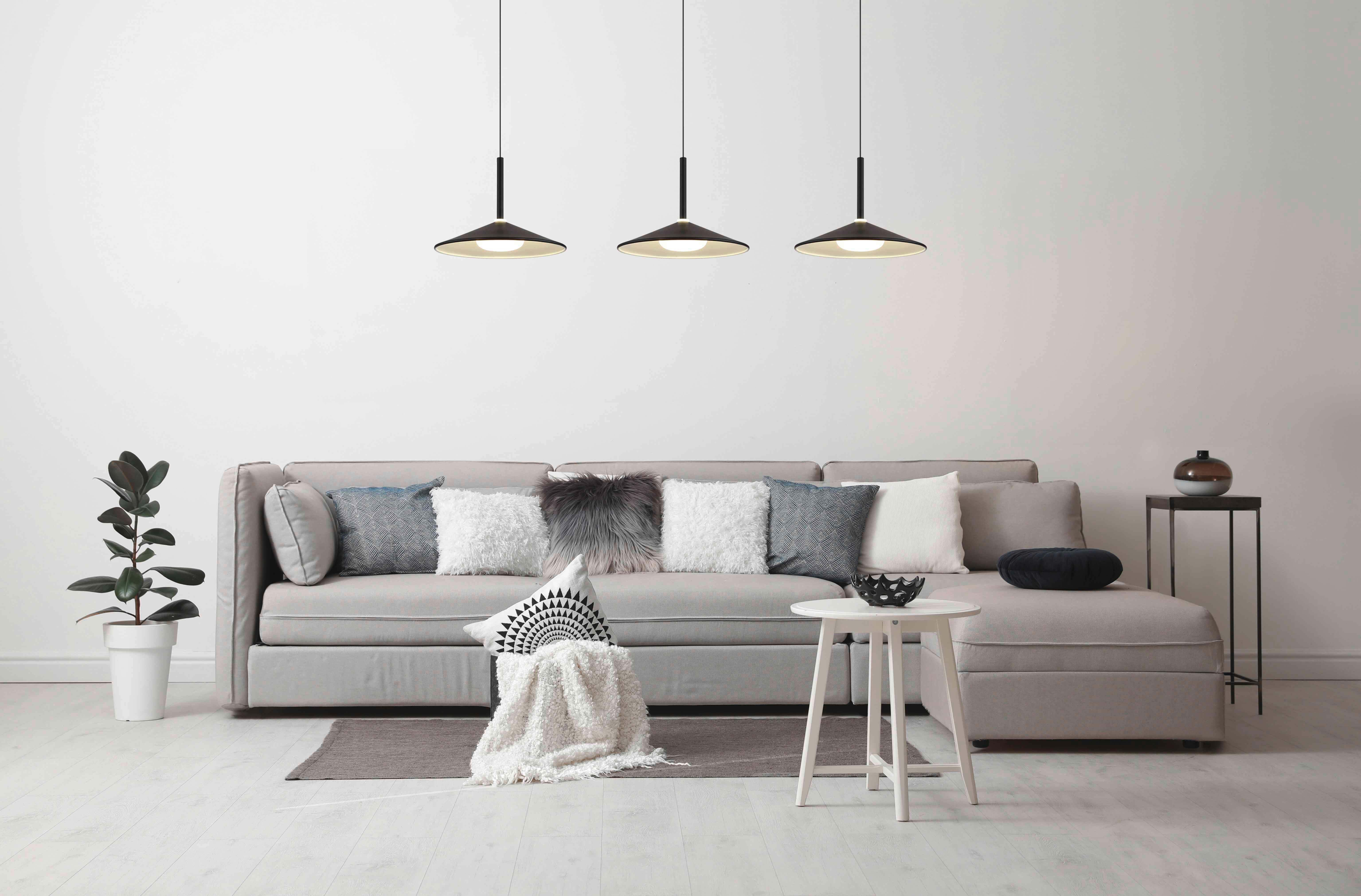 LED-HÄNGELEUCHTE 15635S-3H LAMPONE - Weiss/Schwarz, Design, Kunststoff/Metall (95/25/50-180cm) - Globo