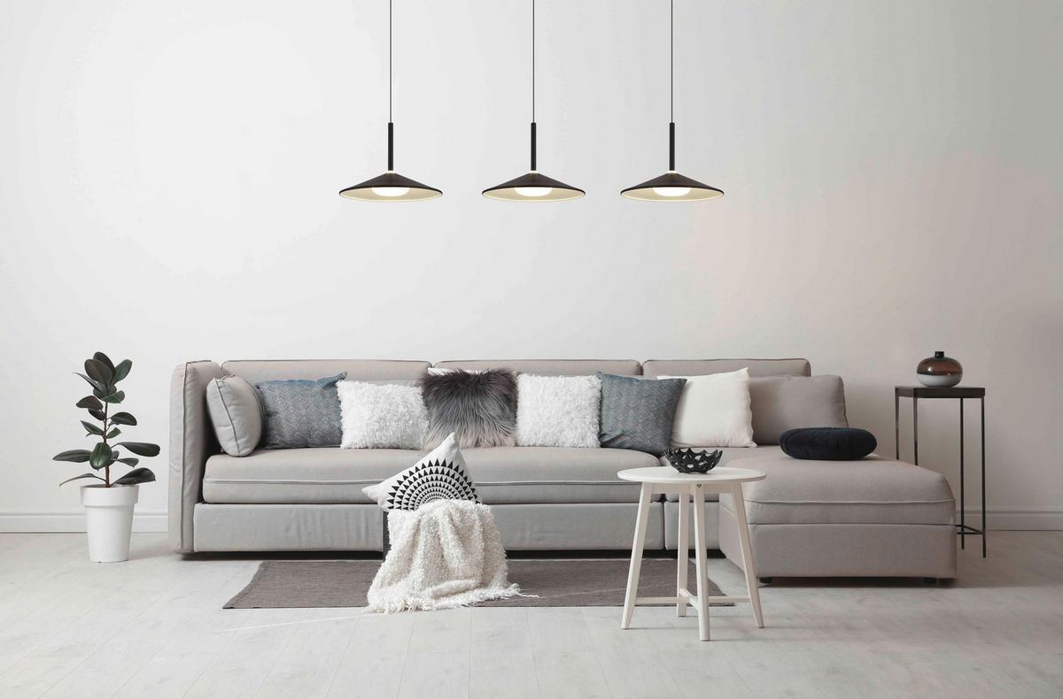 LED-HÄNGELEUCHTE 15635S-3H LAMPONE - Weiss/Schwarz, Design, Kunststoff/Metall (95/25/50-180cm) - Globo