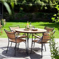 Gartentischgruppe Ellen Anthrazit/Teak - Anthrazit/Naturfarben, Natur, Holz - Gardenson