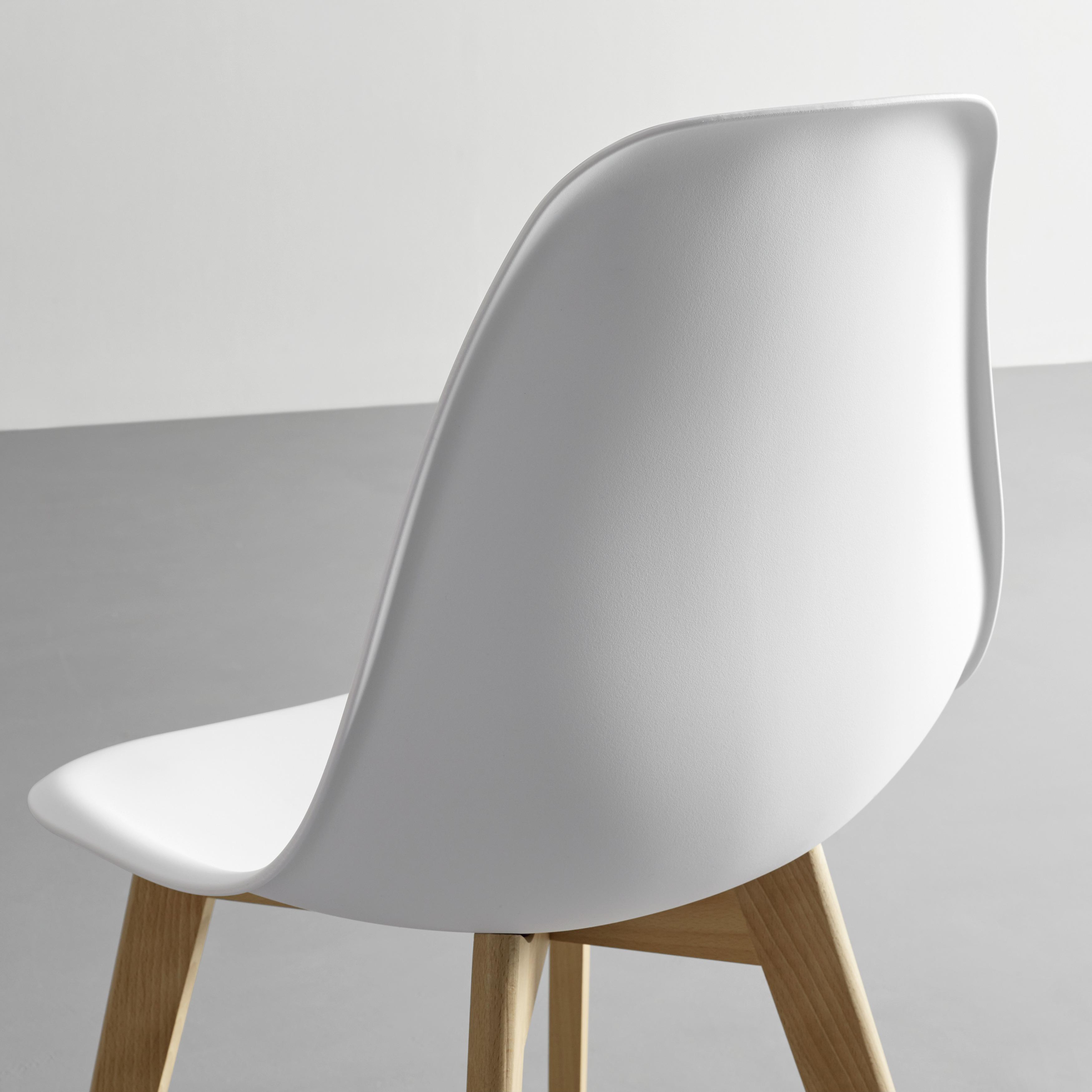 Stuhl Frieda Weiß Kunststoff Echtholz Beine - Buchefarben/Weiß, MODERN, Holz/Kunststoff (54/87,5/46cm) - Bessagi Home