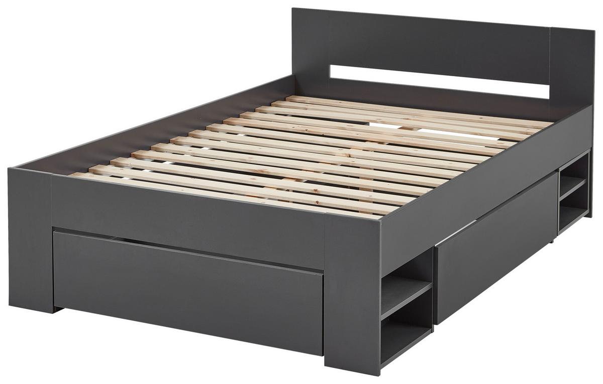 Bett Azurro 2-90 Anthrazit - Anthrazit, MODERN, Holzwerkstoff (120/200cm) - Mömax