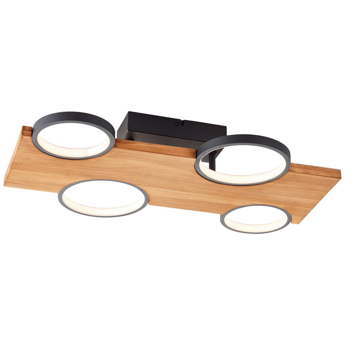 LED-Deckenleuchte Cheesy Schwarz/Hellbraun max. 28 Watt - Hellbraun/Schwarz, Natur, Holz/Metall (10,2/55/34,6cm) - Brilliant