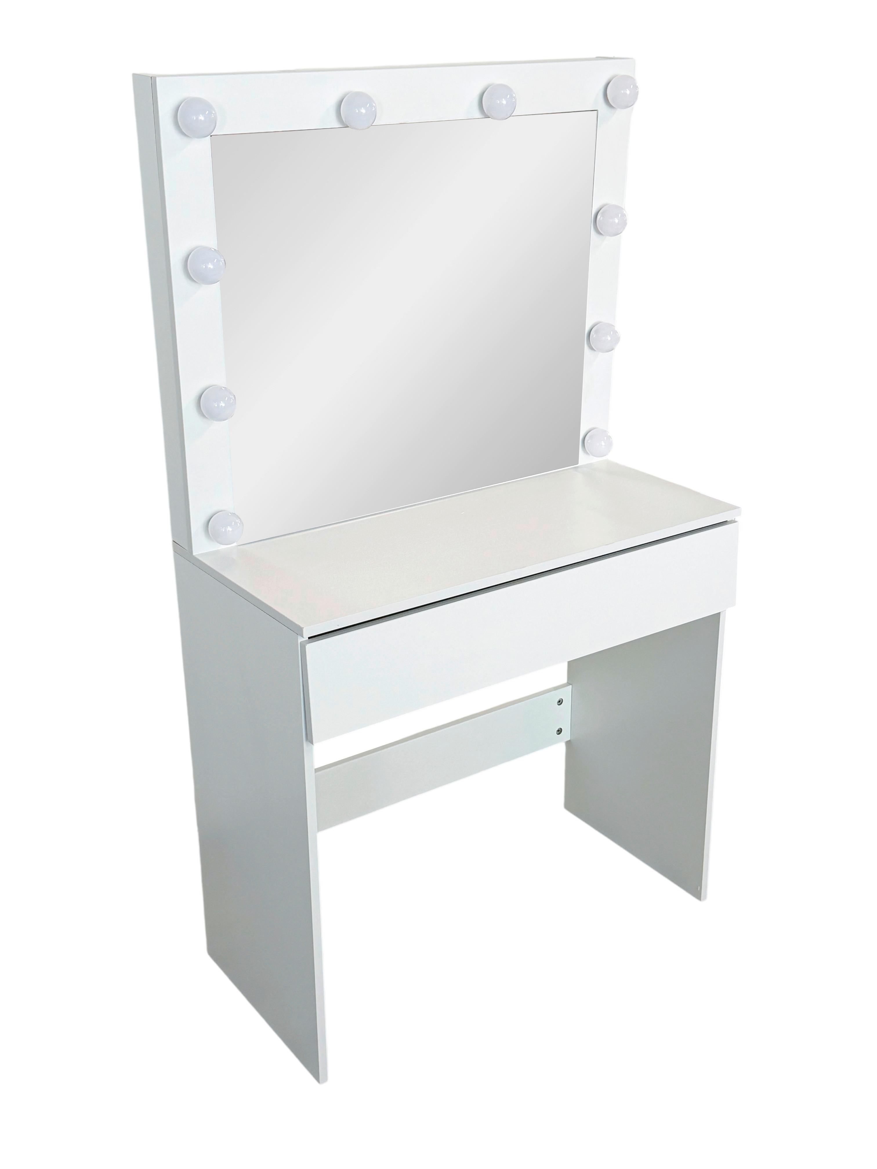 Schminktisch Lilian Mattweiß inkl. LED - Weiß, LIFESTYLE, Holzwerkstoff (80/147/40cm) - Mömax