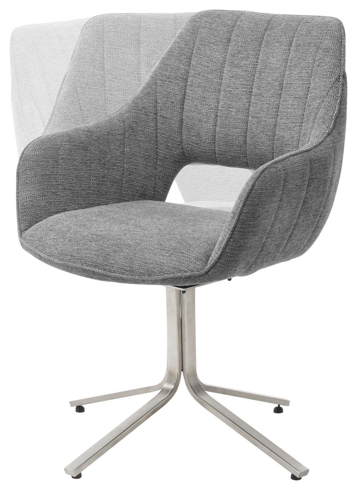 chaise accoudoirs in Grau - gris/couleur inox, Lifestyle, métal/textile (62/88/63cm) - Premium Living