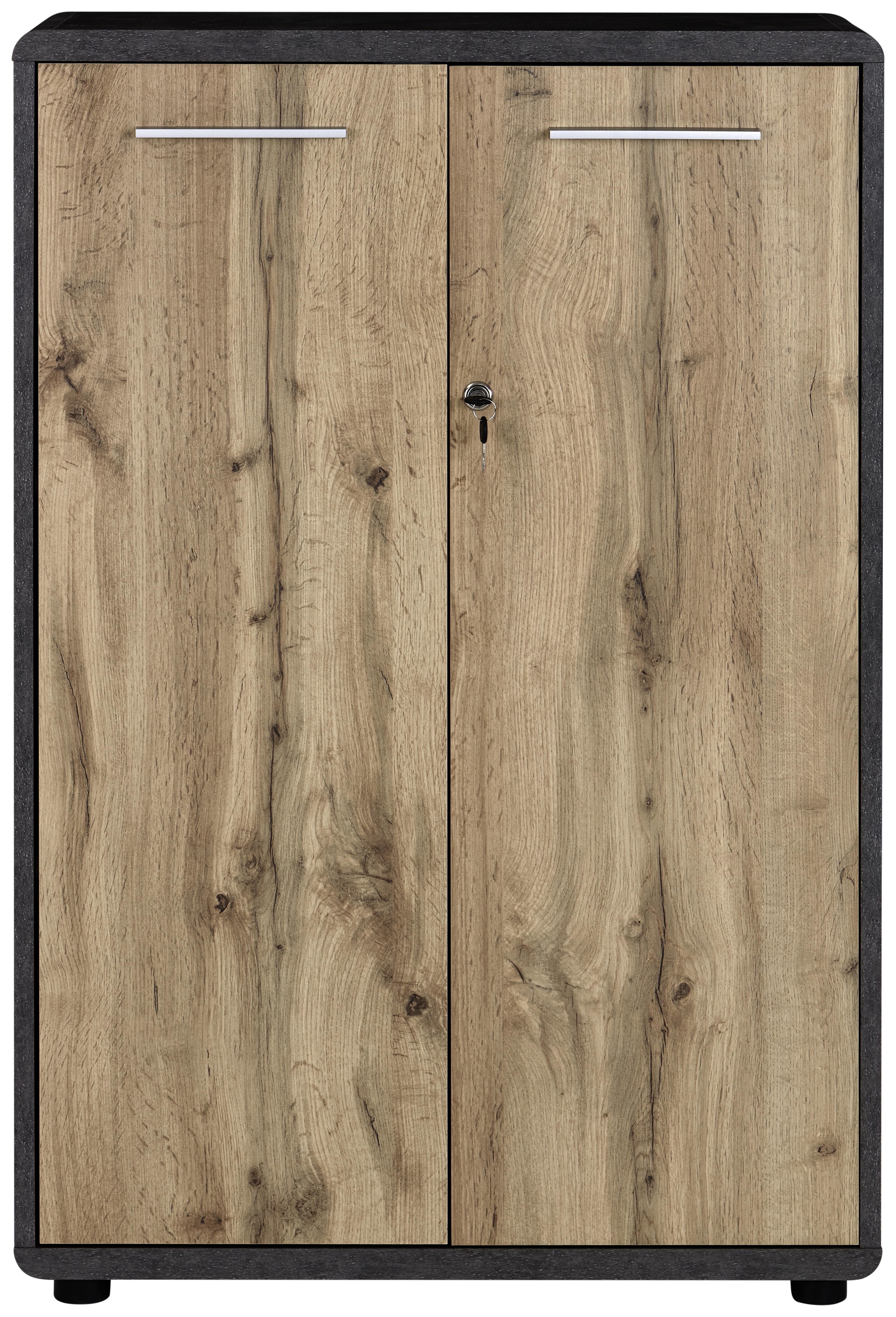 Pisarniška Omara Fontana Fts02 - temno siva/hrast, Moderno, leseni material (75/113,1/35cm) - Modern Living