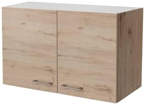 Küchenoberschrank in Eiche ´RIVA B: 100 CM EICHE DEKOR´ - Edelstahlfarben/Eiche San Remo, MODERN, Holzwerkstoff/Metall (100/54,8/32cm) - FlexWell