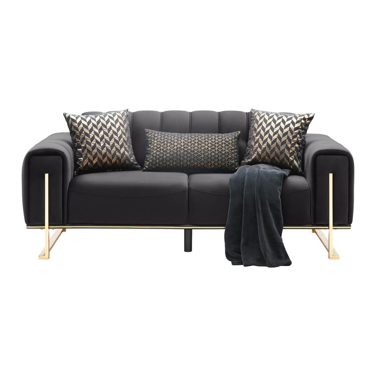 2-Sitzer-Sofa Aile in Schwarz/Goldfarben - Goldfarben/Schwarz, LIFESTYLE, Textil (190/80/90cm) - Based