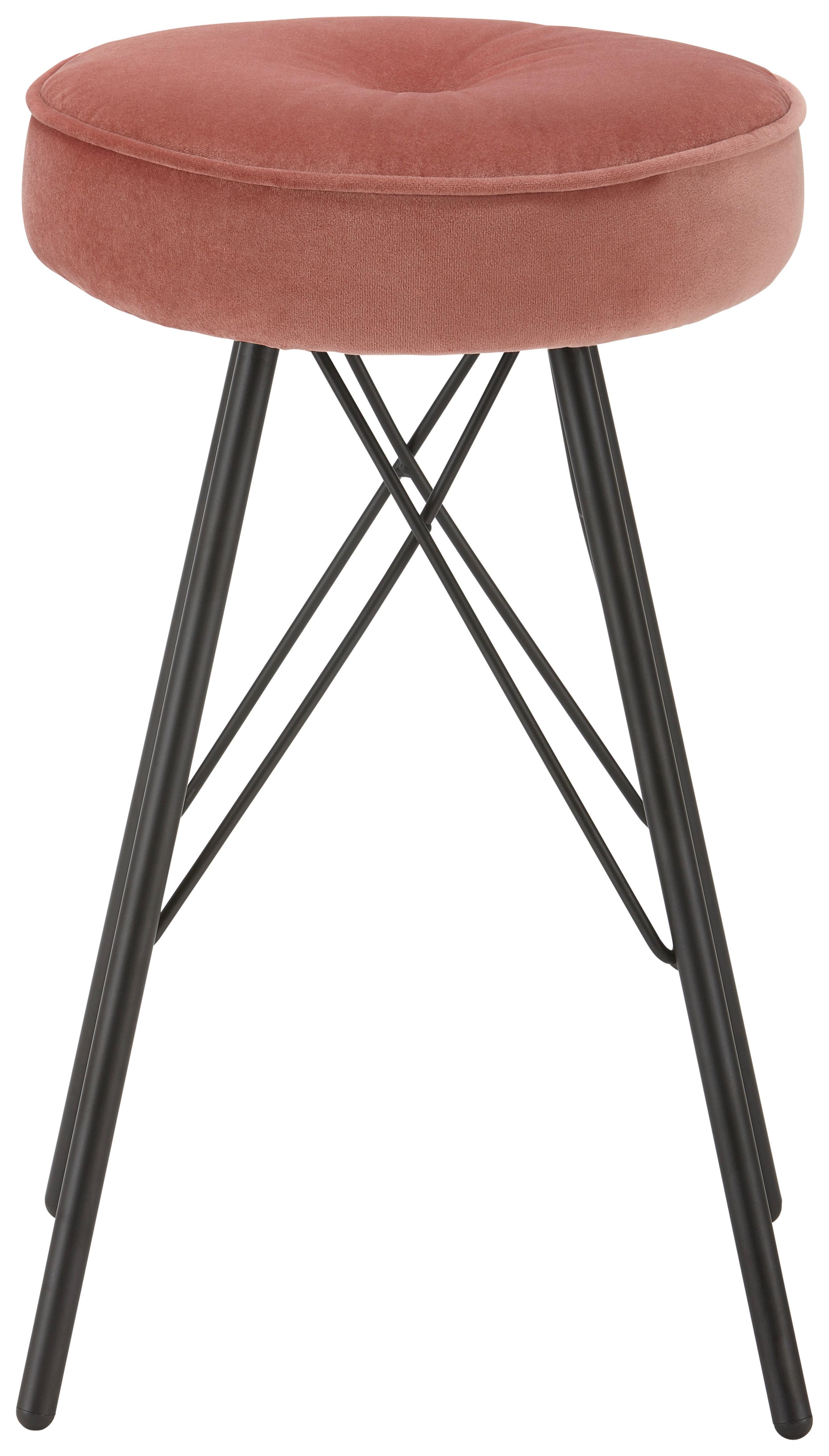 Hocker in Rose - Schwarz/Rosa, Lifestyle, Textil/Metall (30/53/30cm) - Mömax