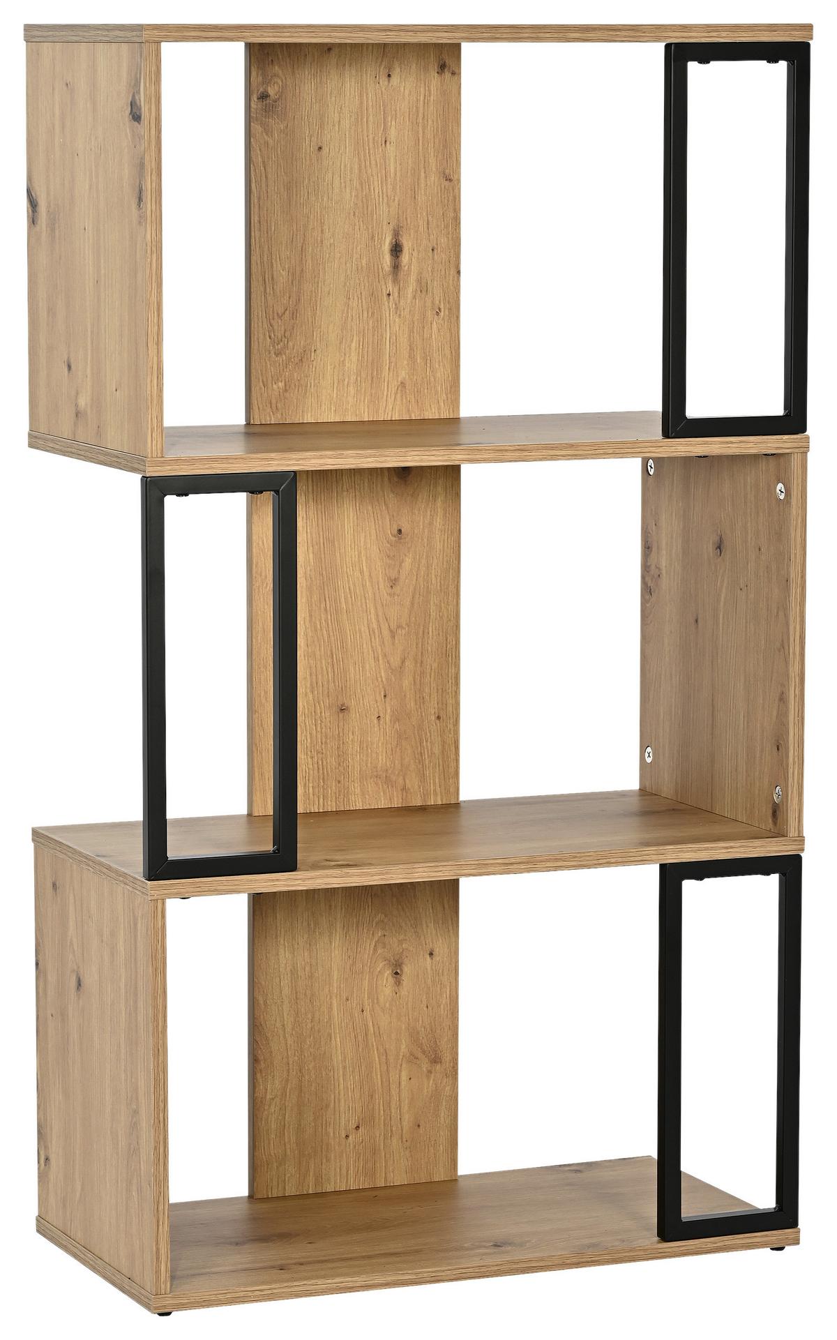 Polica Marbella - hrast Artisan/crna, Moderno, drvni materijal/metal (60/106/30cm) - Modern Living