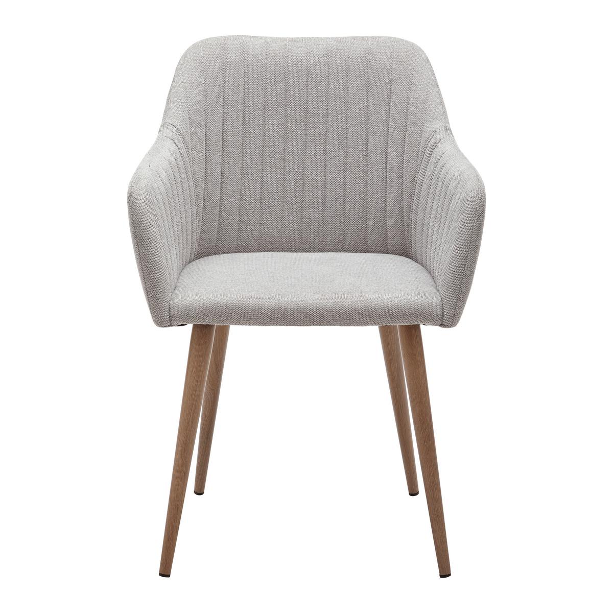 Armlehnstuhl Nicola Hellgrau Webstoff Gepolstert - Hellgrau/Naturfarben, MODERN, Holz/Textil (58/82,5/62cm) - Bessagi Home