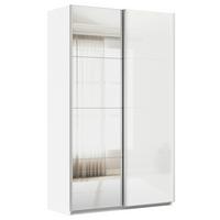 DULAP USI CULISANTE FELDKIRCH - argintiu/alb, Modern, sticlă/material pe bază de lemn (136/229/62cm)