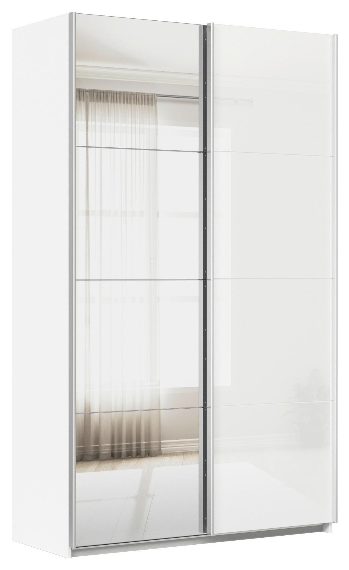 DULAP USI CULISANTE FELDKIRCH - argintiu/alb, Modern, sticlă/material pe bază de lemn (136/229/62cm)