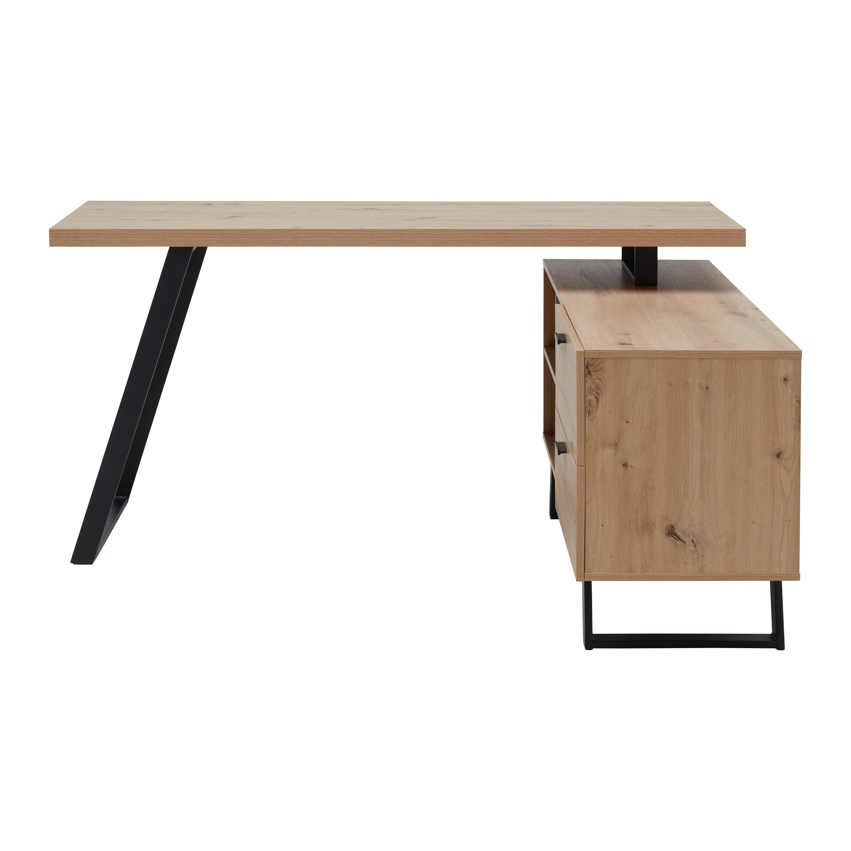 Radni Stol Carmello Ii - boje hrasta/crna, Moderno, drvni materijal/metal (150/75/120cm) - Zandiara