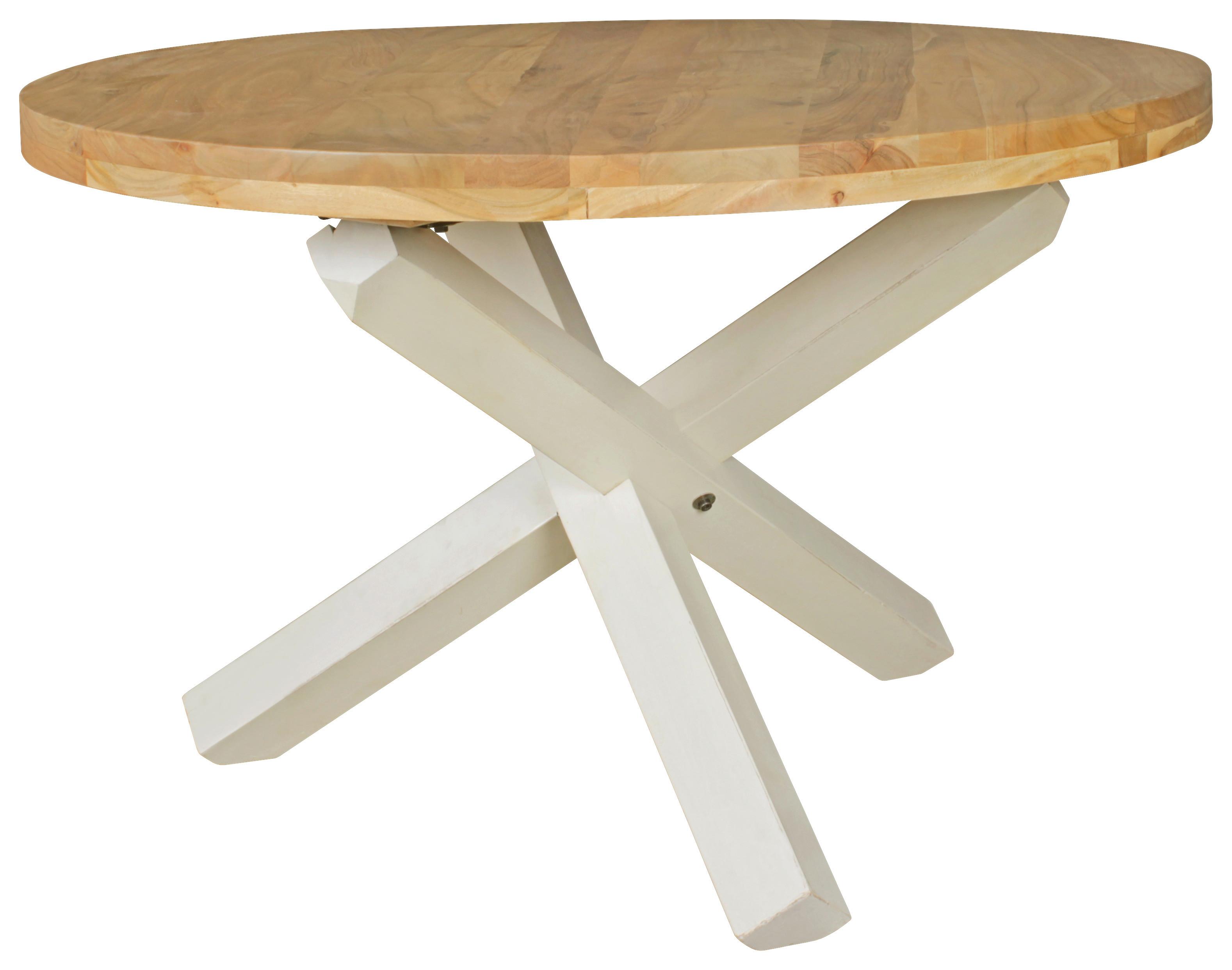 Jedilna Miza Boha, Pravi Les, Ø 120cm - bela/barve akacije, Design, les (120/75cm) - MID.YOU