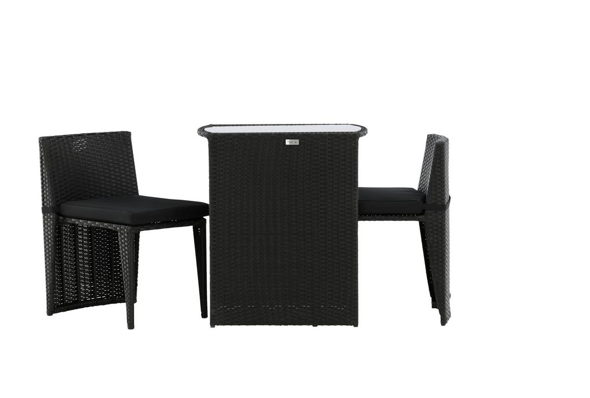 Balkonset Savanna 3-tlg. Grau/Schwarz - Schwarz/Grau, KONVENTIONELL, Kunststoff/Textil - Gardenson