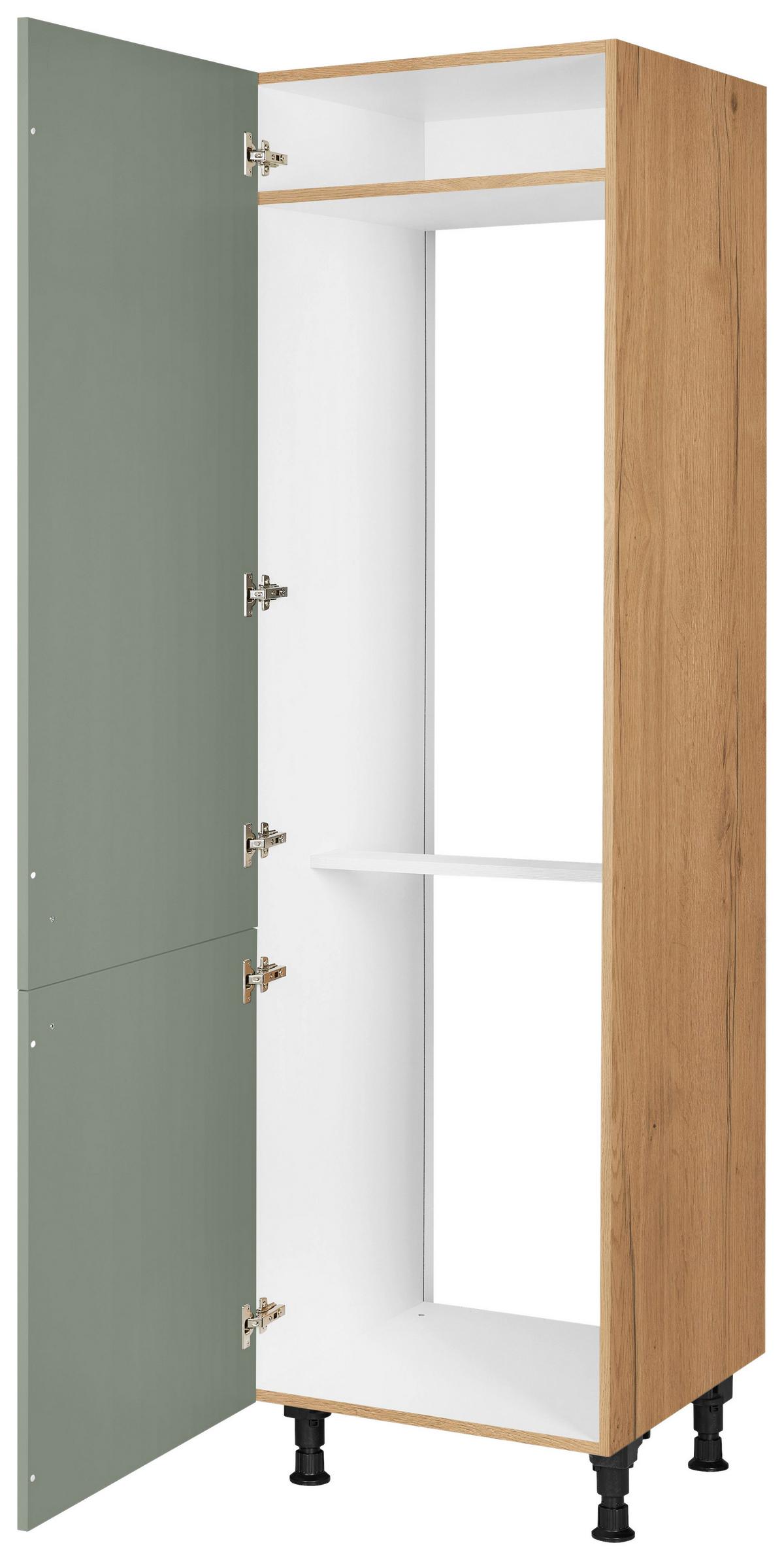 Geräteumbauschrank Cascada Grün - Edelstahlfarben/Eichefarben, MODERN, Holzwerkstoff/Metall (60/216,6/58cm) - Nobilia