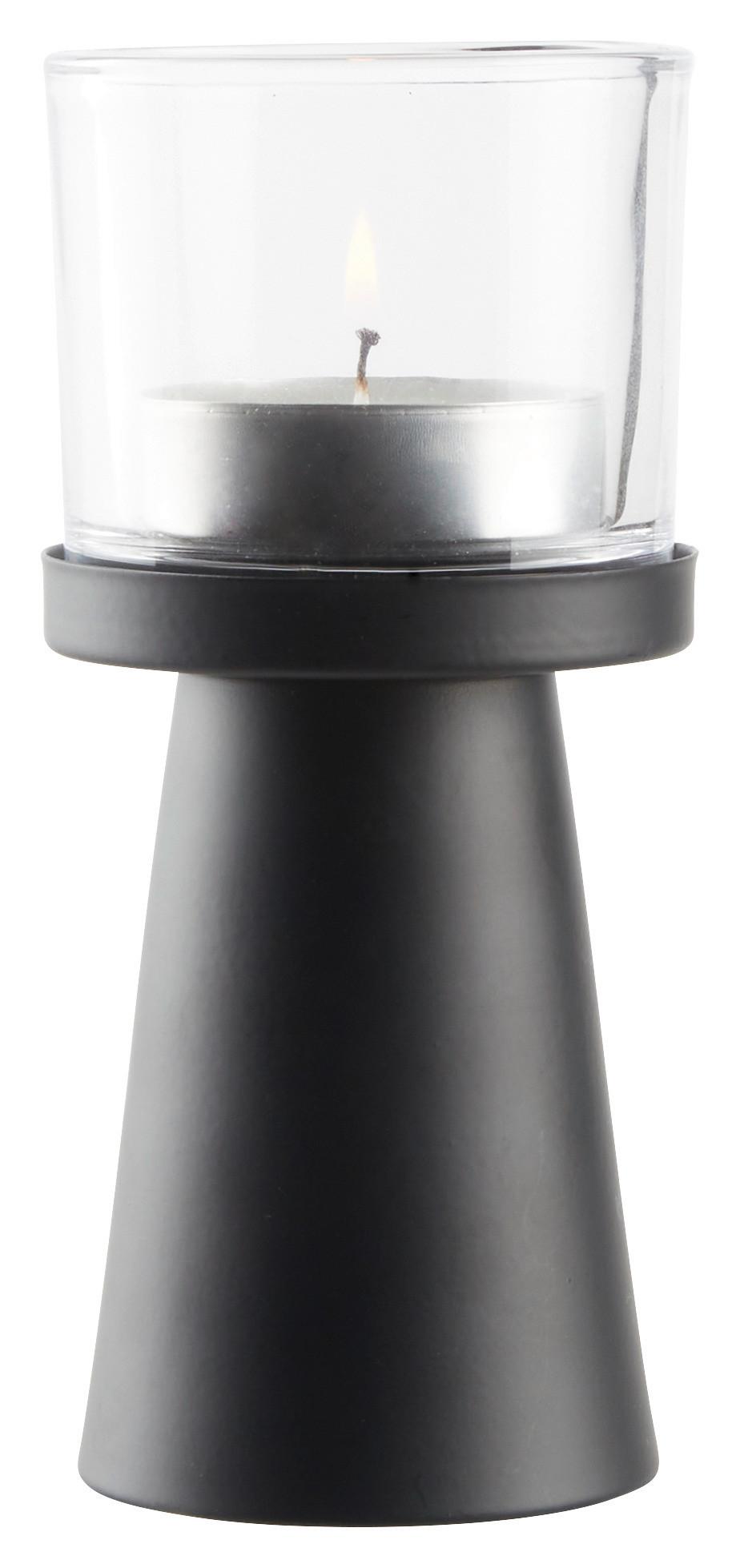 Mécsestartó Pius Ii - fekete, Basics, Üveg/fém (8/19cm) - Modern Living