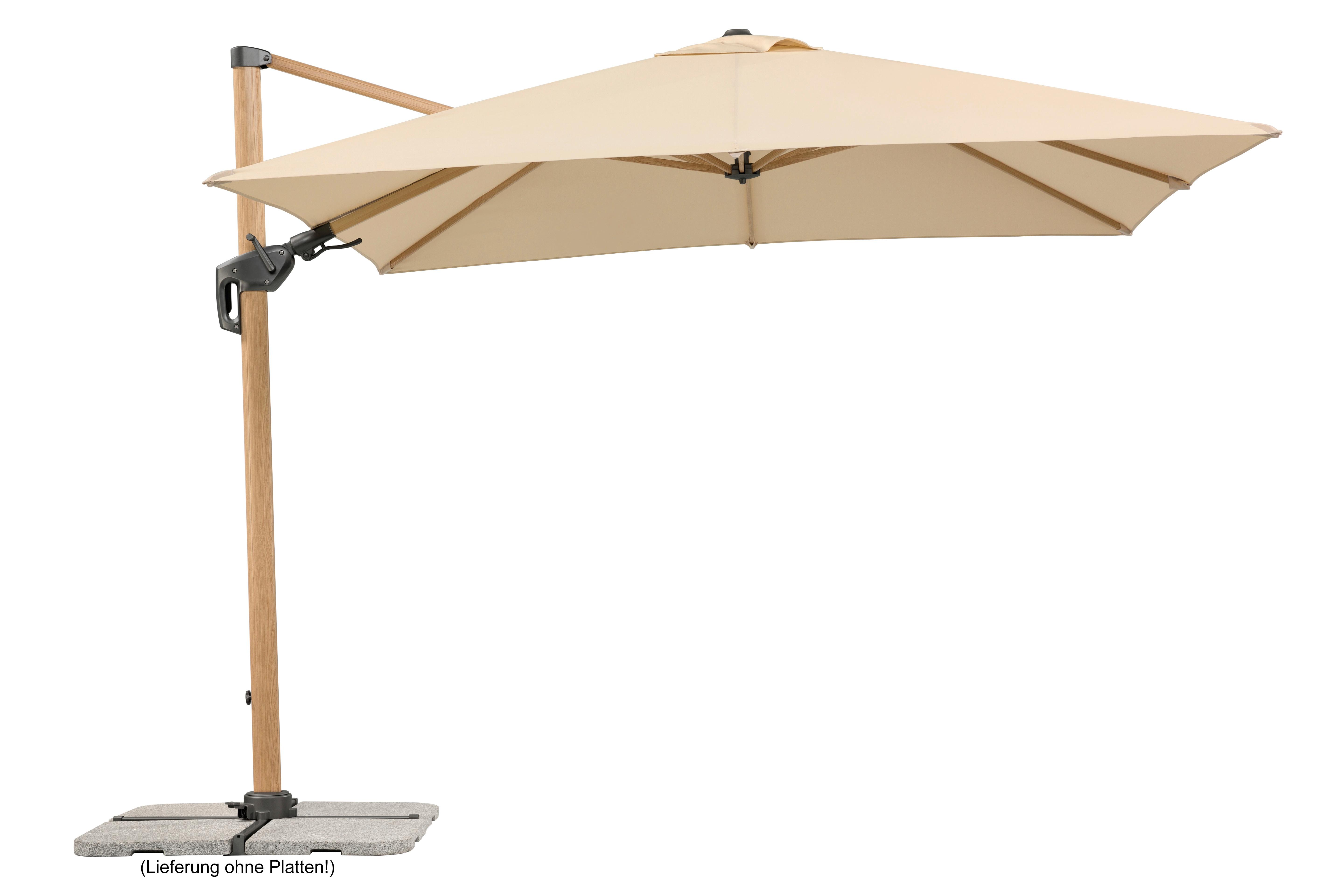 Ampelschirm Rohdos Naturfarben - Eichefarben/Naturfarben, Basics, Textil/Metall (358/263/300cm) - Schneider