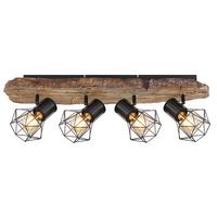Strahler Priska max. 60 Watt - Schwarz/Naturfarben, KONVENTIONELL, Kunststoff/Metall (78/15/24cm) - Globo