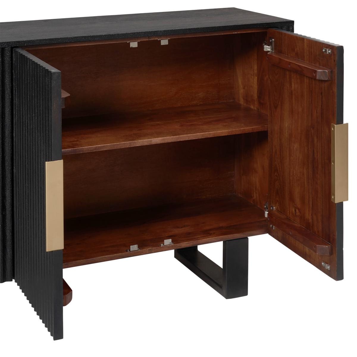 KOMODA SZEROKA SIDEBOARD - czarny/kolor złoty, Design, metal/drewno (180/80/40cm) - Livetastic