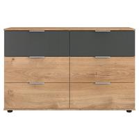 Komód Tölgy-szürke Szín 6 Fiók Valencia - grafitszürke/tölgyfa színű, Modern, faalapú anyag/fém (130/83/41cm)