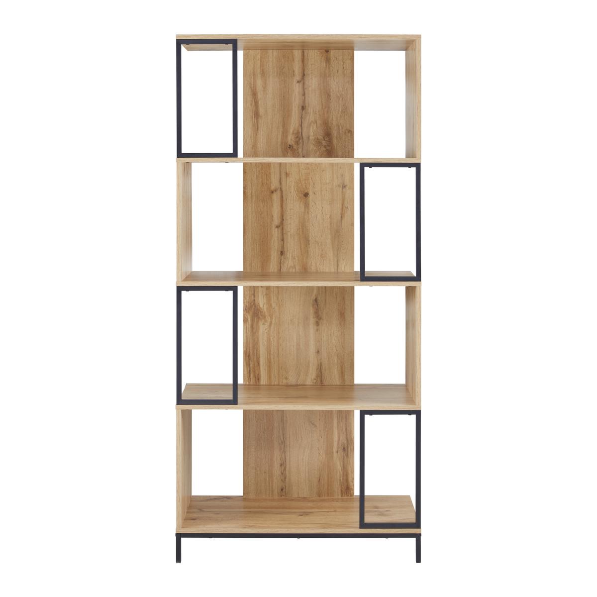 Stoječ Regal Geny, Črna, Barva Hrasta - črna/barve hrasta, Moderno, kovina (80/178/40cm) - Bessagi Home