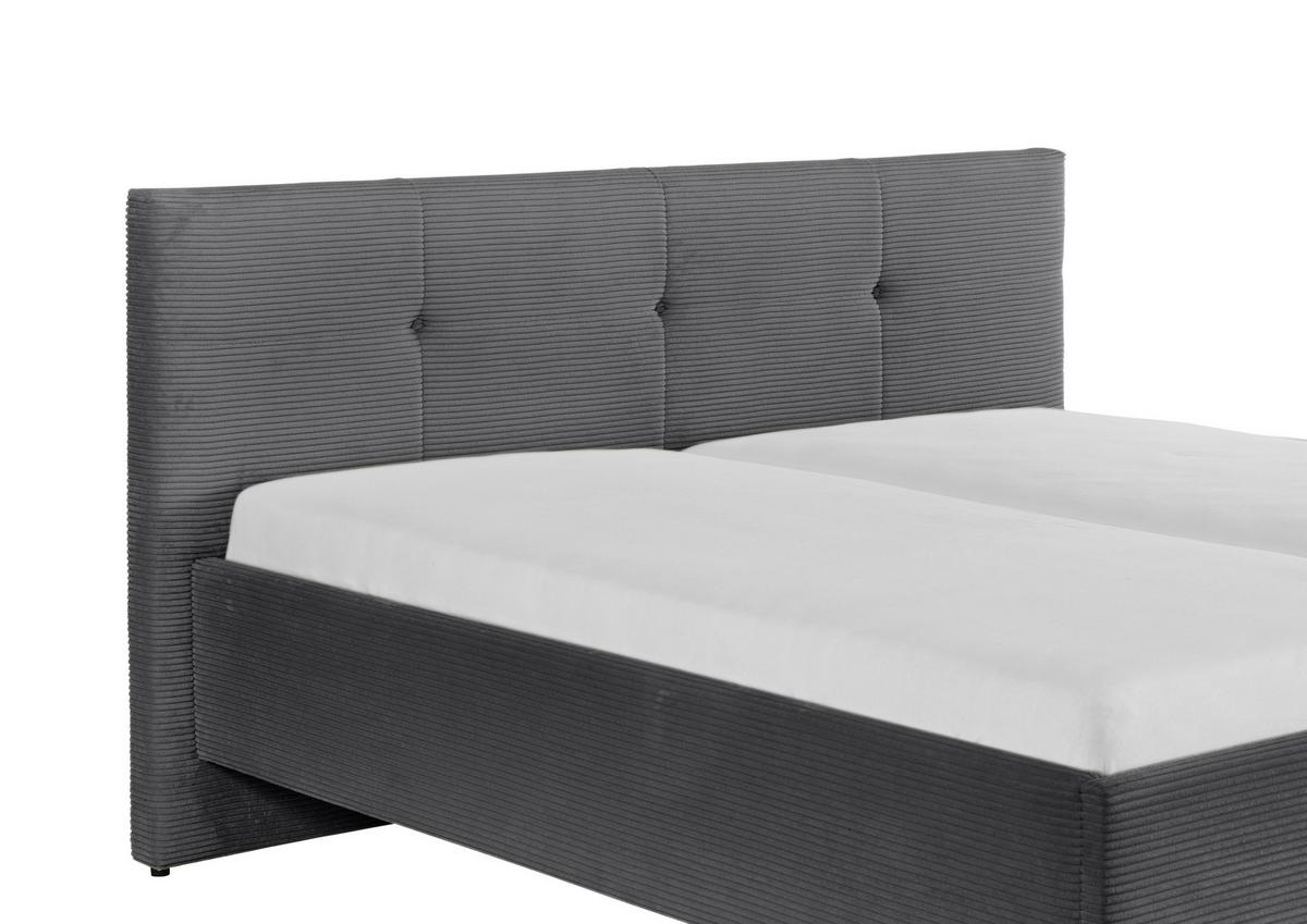 Polsterbett Meila Grau ca. 180x200cm - Eichefarben/Grau, KONVENTIONELL, Holz/Textil (180/200cm) - Premium Living