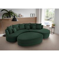 Wohnlandschaft Limoncello m. Hocker ca.300x160cm Dunkelgrün - Dunkelgrün/Schwarz, Design, Kunststoff/Textil (300/160cm) - Livetastic